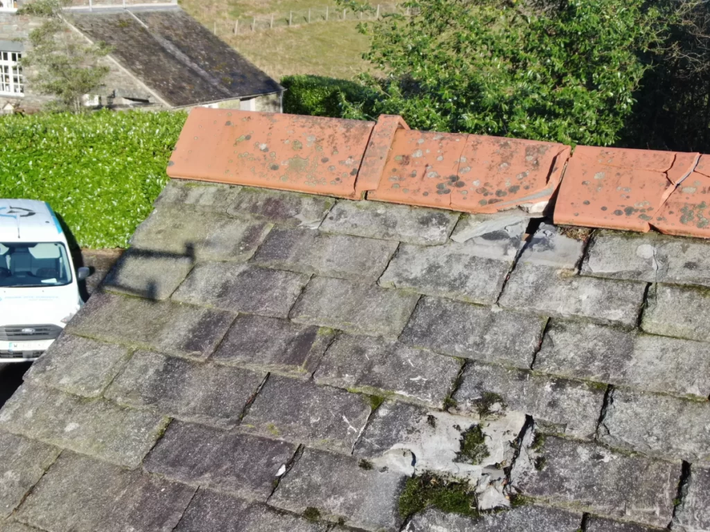 Damaged Tiled Roof Inspection With A Drone