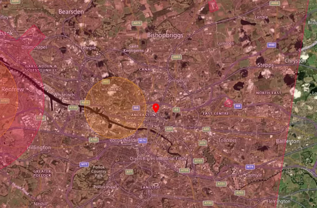 Glasgow Drone Airspace Map Satellite Overview