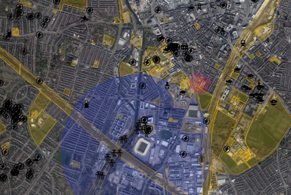 Leicester City Centre Drone Safety Map Overview