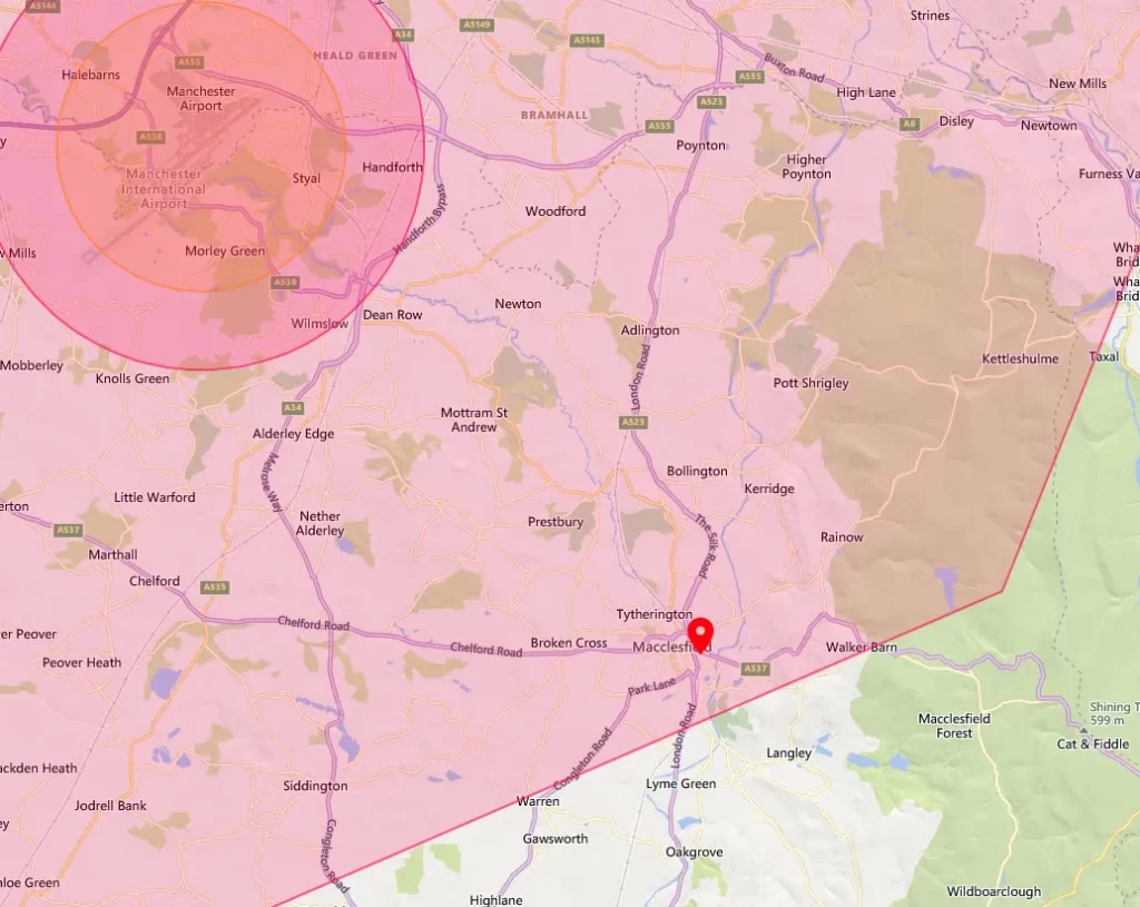 Macclesfield Drone Airspace Map Overview