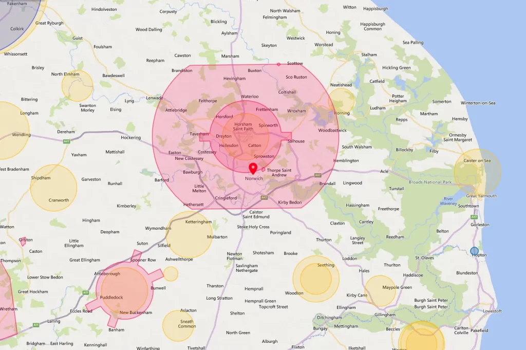 Norwich Area Drone Airspace Map Overview