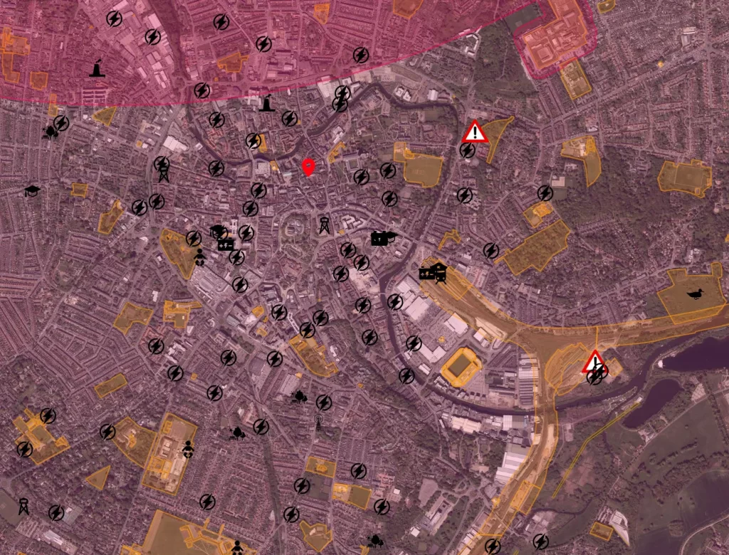 Norwich City Centre Drone Safety Map Overview