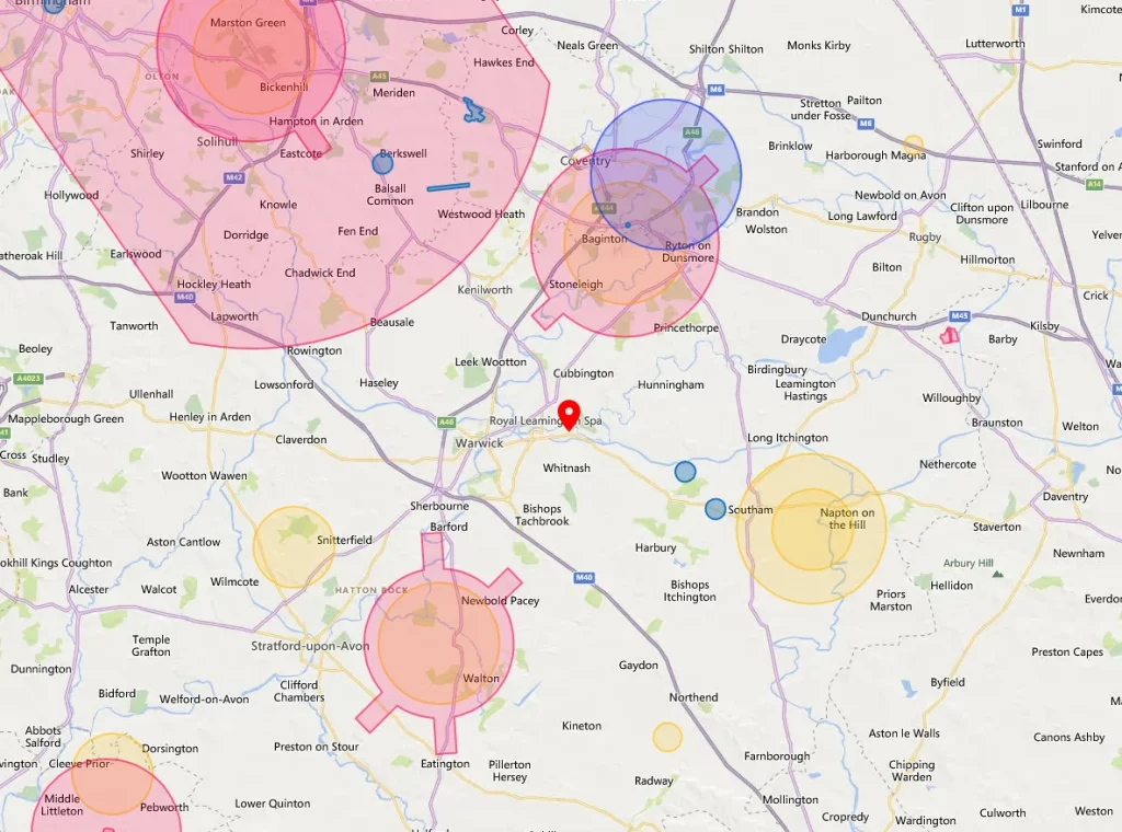 Royal Leamington Spa Drone Airspace Map Overview