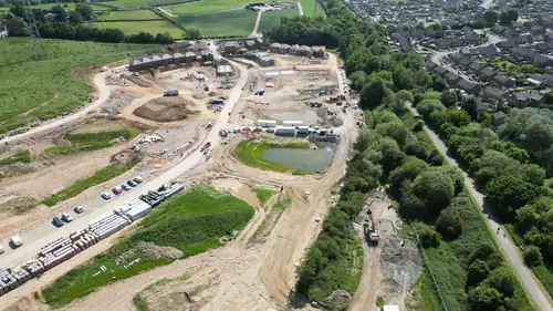 Drone survey over a construction site