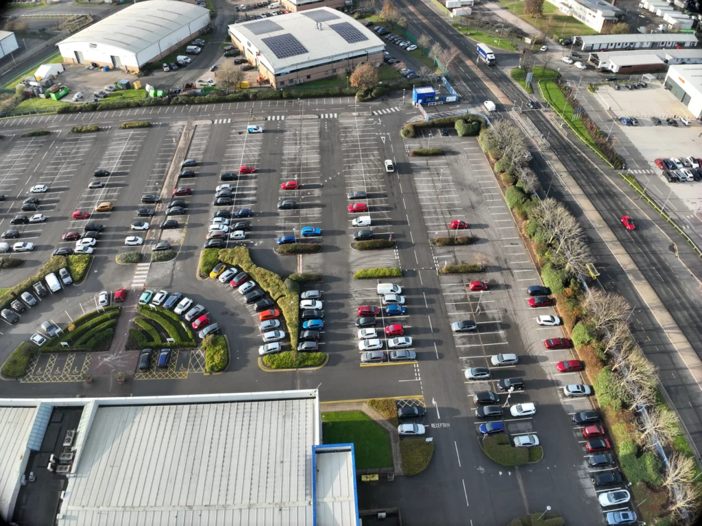 Drone survey of a large warehouse car park