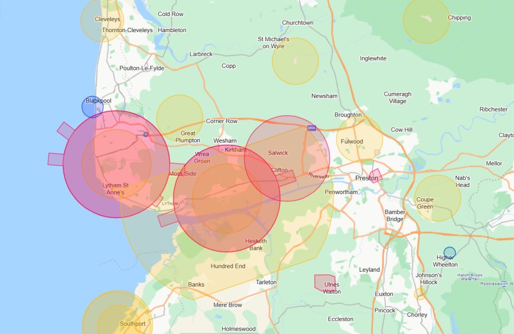 Blackpool drone airspace map