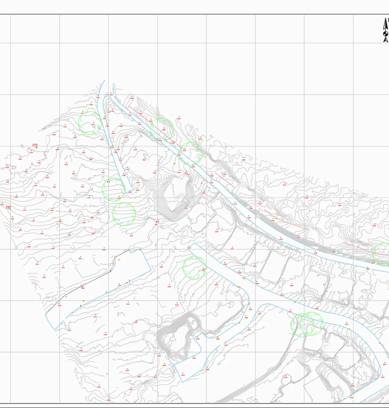 Topographical survey drawing showing contours, levels and boundaries around the school