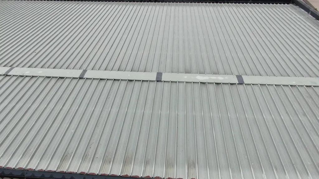 Drone roof survey in Hull: large profiled metal roof on a commercial building