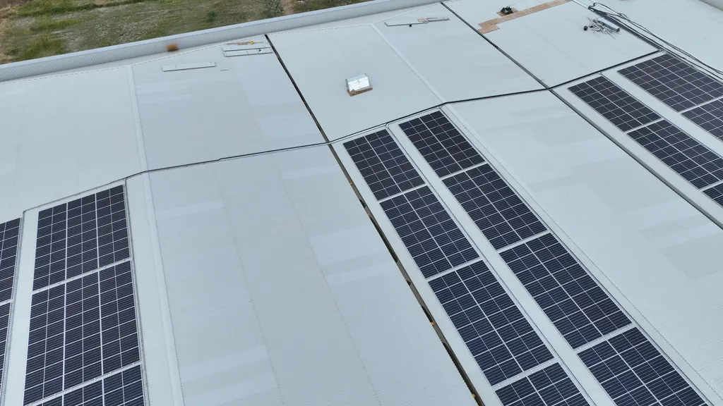 Drone roof survey in London: solar panels on a large commercial roof